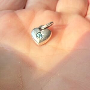 James Avery Remembrance Birthstone Heart Pendant with Blue Zircon Gemstone